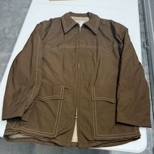 Vintage 50s mcgregor union made Mens Brown Sherpa Lined Western Workwear Jacket